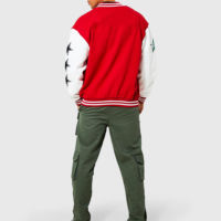 Nouvelle veste universitaire Y2K Hip Hop surdimensionnée unisexe OEM, personnalisable sur le devant, chaude, avec patchwork imprimé et écologique