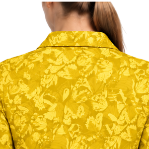 Polo de Golf Amarillo Dorado para Mujer, Manga Corta, Estampado Floral, Deportivo, Personalizado, al por Mayor, Transpirable - Product Image 4