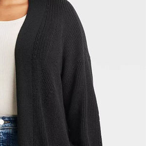 Cárdigan Negro Oversize de Punto para Mujer, Diseño Casual Holgado, Servicio OEM, Venta al por Mayor - Product Image 4