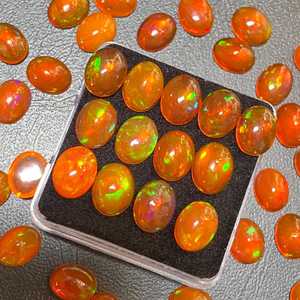 Lote de cabujones de ópalo Welo etíope natural, naranja multicolor, ovalados, piedras preciosas sueltas para la fabricación de joyas, calidad mayorista. - Product Image 2