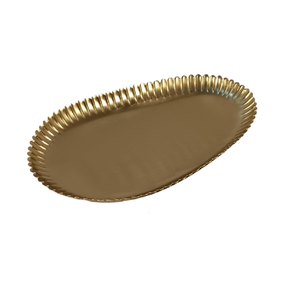 Bandeja de Servir de Metal Plateado Pulido de Lujo, Elegante Vajilla Moderna, Libre de BPA, Apta para Lavavajillas, Bandeja Decorativa para Fiestas - Product Image 3