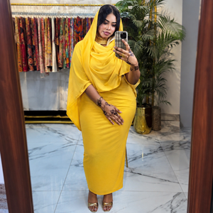 Voile de coton jaune |   Toub soudanais 100% teint uni, vêtement traditionnel pour femmes, tissu pur, doux, respirant et léger pour un usage quotidien - Product Image 2