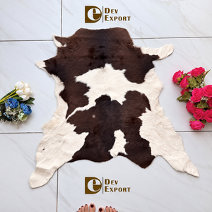 Alfombras de Cuero Vacuno de Última Llegada, Alfombras Marrones y Blancas para Sala de Estar, Decoración Boho Escandinava, 100% Cuero Vacuno Natural - Product Image 3
