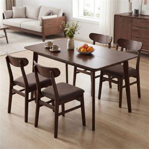 Tavolo da Pranzo in Noce da 47 Pollici con Gambe in Legno di Gomma Resistente, Piano Ovale Stabile e Assemblato per 4-6 Persone, Uso in Cucina - Product Image 2