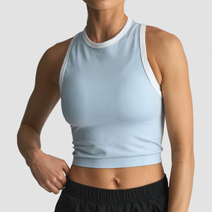 <b>Ladies</b> Athletic Sleeveless Muscle Gym Crop Length <b>Tank</b> <b>Top</b> Ribbed Material High Stretch Wholesale Training Breathable <b>Top</b> - Product Image 6