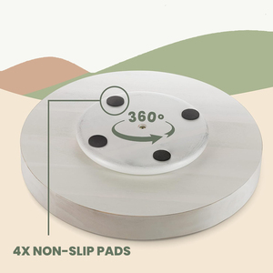 13" White Acacia Wood Lazy Susan Organizer for Cabinet Kitchen Turntable for Countertop Tray for Charcuterie and Cheese Board - Product Image 3