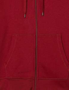 Sweat-shirt à capuche zippé pour homme, couleur bordeaux, manches longues, en molleton, avec poche kangourou - Product Image 5