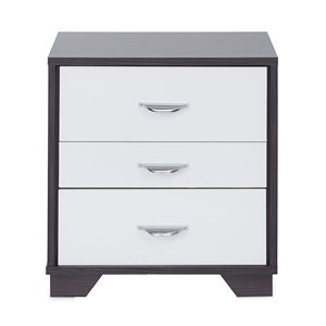 Comodino Rettangolare Bianco e Nero con 3 Cassetti, Elegante Tavolino d'Appoggio - Product Image 3