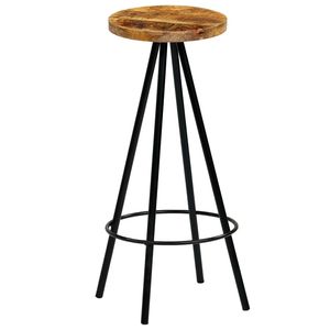 Ensemble de 2 tabourets de bar en bois naturel et noir - Product Image 2