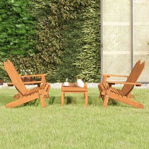 Ensemble de salon de jardin pliable de taille moyenne en bois d'acacia massif marron - Product Image 1