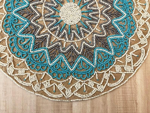 Beaded Handmade Customized Embroidery Luxury Home Wedding Eco-Friendly <b>Table</b> Placemats with Flower Design and Challah <b>Cover</b> - Product Image 3