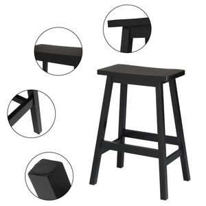 2 sgabelli da bar moderni neri con seduta in legno di pino e struttura in metallo di alta qualità per cucina e bar domestico - Product Image 5
