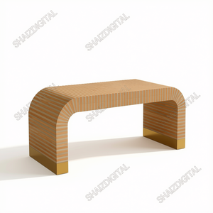 Modern Wood Console Table with <b>Leg</b> Base Curved Entryway Sofa Table Decorative Hall <b>Bench</b> Living Room Furniture - Product Image 1