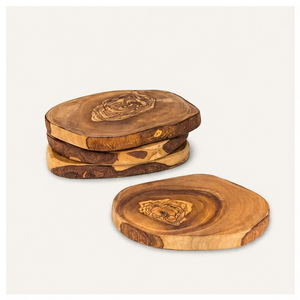 Handcrafted <b>Rustic</b> Natural Olive Wood Coasters Set Sustainable Eco-Friendly Wooden Drink Coasters For <b>Coffee</b> <b>Table</b> Protection - Product Image 2