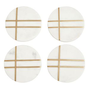 Juego de Posavasos Ecológicos de Mármol Hechos a Mano con Incrustaciones de Latón, Diseño Floral, Modernos, de Lujo y Calidad Premium - Product Image 4
