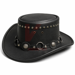 Chapeaux de cowboy en cuir véritable de qualité supérieure, couvre-chefs de style western et de ranch, service OEM de logo personnalisé pour les marques de vente au détail et les boutiques - Product Image 2