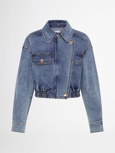 Light Wash Women <b>Denim</b> <b>Jacket</b> <b>Cropped</b> <b>Denim</b> Coat Button Front Pockets Long Sleeve for Spring Autumn - Product Image 1