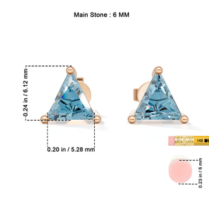 <b>Rose</b> <b>Gold</b> Plated Sterling Silver Trillion Cut Prong Set Swiss Topaz <b>Stud</b> <b>Earrings</b> Classic Women's Jewelry Heerani Jewels Water - Product Image 6