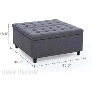 Otomana Clásica Thayden con Tapa Abatible y Almacenamiento, Mesa de Centro de Estilo Europeo y Organizador para Sala de Estar y Dormitorio - Product Image 4