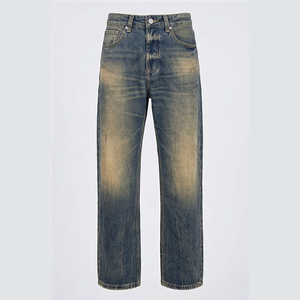 Jean en denim déchiré à jambe droite et taille haute pour homme, coupe classique, en coton, style décontracté, pantalon de printemps - Product Image 3