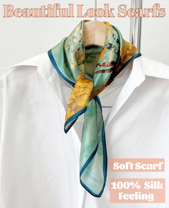 New Design Floral 90*90cm Square Silk Scarves Feeling Bandana <b>Head</b> for Women Scarves For Events Silk <b>Wrap</b> Scarves - Product Image 4