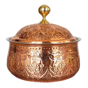 Pure <b>Copper</b> Hot Set Bowl With Lids Polish Finished For Home Metal Serving Hot Set Bowl For Kitchen Use Kitchenware - Product Image 5