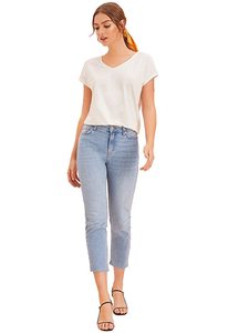 T-shirt pour femme en coton super doux, surdimensionné, décontracté, col rond, épaules tombantes, ample, style sport - Product Image 4