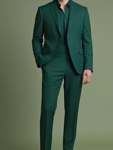2026 Mens Luxury <b>Emerald</b> <b>Green</b> <b>Suit</b> Slim Fit Single Breasted Formal Business Wedding Groom Prom Party Office 2 Piece Set - Product Image 1