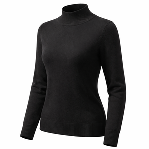 Wholesale Custom Black <b>Mock</b> <b>Neck</b> Sweater 100% Cotton Women's Knit <b>Tops</b> - Factory Direct Supplier & OEM Options - Product Image 3
