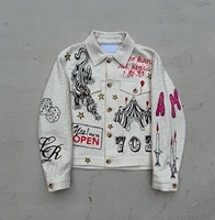 Veste en toile personnalisée pour homme, tissu en coton texturé de haute qualité, impression graphique sur écran, broderie de texte au dos.