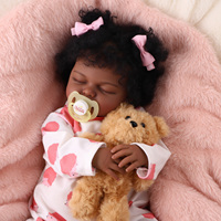 Poupées réalistes Babeside 20 pouces en vinyle, corps en tissu, cheveux bouclés noirs, poupées reborn afro-américaines pour filles endormies