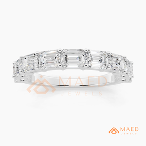 925 Sterling Silver Emerald Cut Moissanite Eternity Ring Lab Grown Diamond Wedding Band for Women USA - Product Image 6