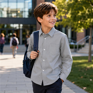 Camisa de Verano Ligera para Niños, con Cuello y Botones, Manga Larga, Uniforme Escolar, Camisa de Vestir para Jóvenes - Product Image 4