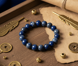 Handmade AAA Lapis Lazuli Round Bead Bracelet – Polished Gemstone Stretch Bracelet for <b>Men</b> & Women - Product Image 5