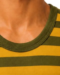 Olive Green <b>Yellow</b> Striped Men Cotton <b>Tank</b> <b>Top</b> Sleeveless Vest Casual Summer Gym Fitness Shirt Breathable Loose Fit Streetwear - Product Image 5