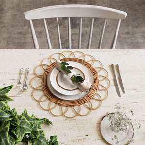 Napperon en rotin à bordure dentelle, motif tournesol, tressé, résistant à la chaleur, dessous de plat en forme de pétale pour décoration de mariage et de table - Product Image 3