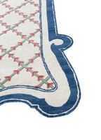 Tapis en laine fait main moderne et personnalisé, bordure bleue, de luxe, antidérapant, de forme irrégulière, tufté à la main, pour salon et décoration de pique-nique