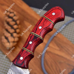 Couteau de Chef Professionnel Haut de Gamme en Acier Damas Ultra-Tranchant, Manche Intégral, Manche en Bois Pakka Fait Main, Vente en Gros OEM/ODM - Product Image 4