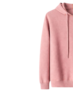 Sudadera con Capucha Rosa Polvoriento para Mujer, de Algodón y Felpa, con Bordado Floral, Estilo Casual Urbano, Venta al por Mayor de Fábrica OEM - Product Image 3