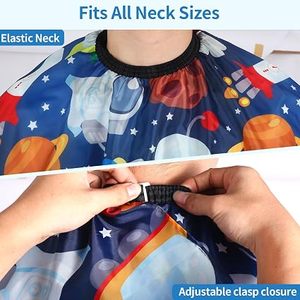 Capa de Peluquería para Niños, Resistente al Agua, Ecológica, con Diseño Espacial, Antiadherente, con Cintura Ajustable, para Uso Profesional - Product Image 3