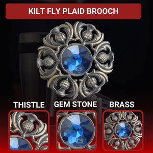 Broche de tartán escocés de lujo con diseño de cardo premium y piedras brillantes, hecho a mano - Product Image 3