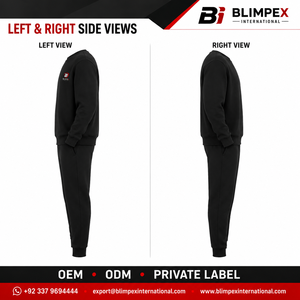High-Quality OEM Custom Logo Mens Crewneck Sweatshirt Tracksuit Cotton Fleece Pullover Top <b>Cuffed</b> <b>Jogger</b> Pants Set Blimpex Int - Product Image 5