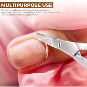 Mini Stainless Steel Curved Round Tip Grooming Eyebrow Eyelash Nose Hair Beard Trimming Scissors <b>Makeup</b> Beauty <b>Tool</b> Custom Color - Product Image 5