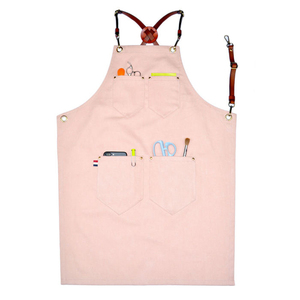Coral Hairdressing <b>Apron</b> With Adjustable Leather Straps And Multiple Pockets For Tools And Phone - Product Image 2