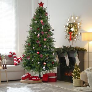 Albero di Natale Artificiale in Pino da 300 cm con 400 Luci LED, Base Decorativa e Ornamenti - Product Image 4