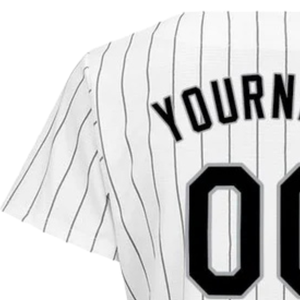 Men White Black Pinstripe Black Gray Baseball Jersey Button Front Team Shirt Breathable <b>Athletic</b> Practice Tournament Uniform - Product Image 6