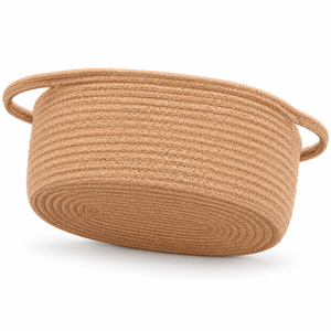 Customize Oval 100% Woven Jute Rope Eco-Friendly Rustic Multifunction Nursery <b>Toy</b> Organizer Storage <b>Basket</b> Handles Towels <b>Toys</b> - Product Image 2