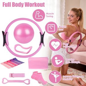 Set Completo di Attrezzature per Palestra Domestica, 14 Pezzi con Anello Pilates, Fasce di Resistenza, Palla Yoga Antiscivolo, Accessori per Core, Braccia e Schiena - Product Image 3