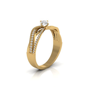 แหวนหมั้นเพชรเม็ดเดี่ยวทรงกลมแบบไขว้ดาว0.50 CT สีเหลืองโรสขาวทองสำหรับผู้หญิงของขวัญเครื่องประดับชั้นดีสำหรับงานแต่งงาน - Product Image 5