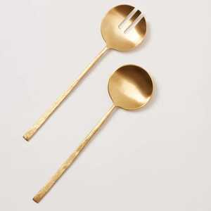 Metal Decorative Gold Plated Salad <b>Servers</b> with Handmade Unique Design with Antique Finished Handles Elegant Spoon Utensil Set - Product Image 1